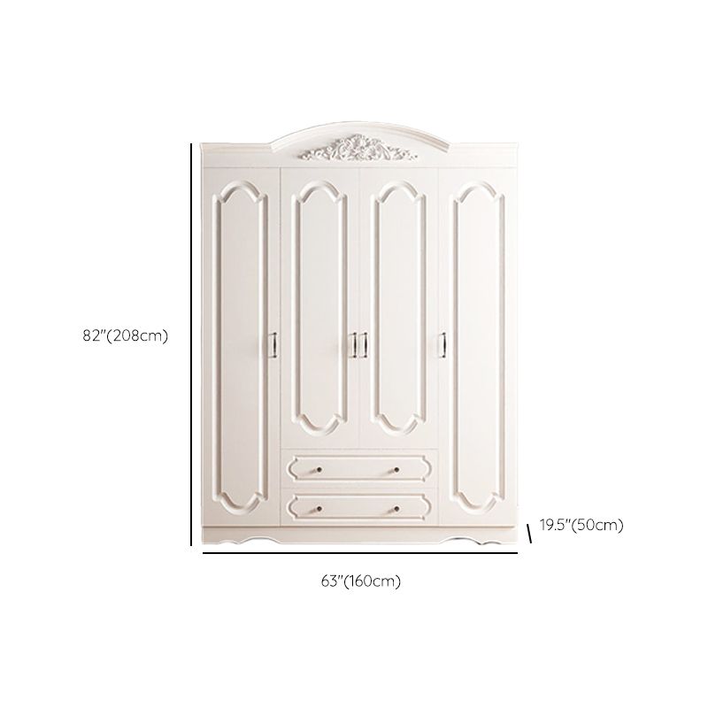 Engineered Wood Wardrobe Closet with Garment Rod White Wardrobe Cabinet