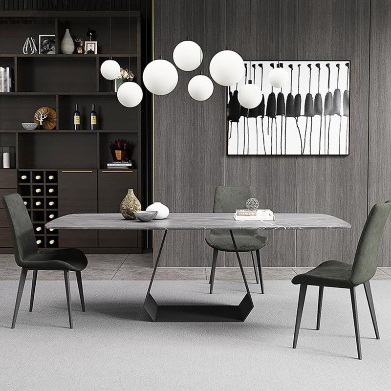 Rectangular Sintered Stone Dining Table Modern Dining Table with Metal Base