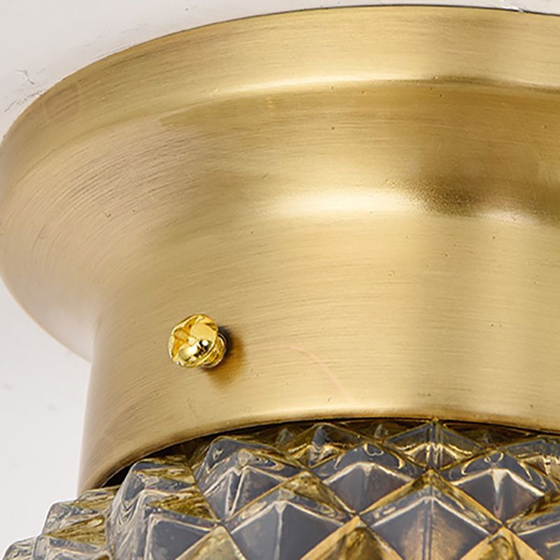 Glass Shade Ceiling Lamp Simplistic Aisle Brass Ceiling Mounted Light