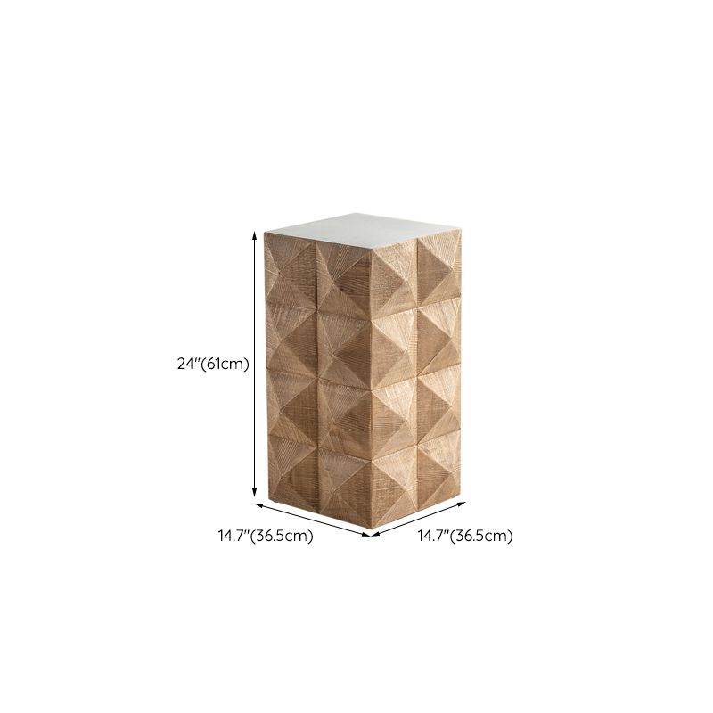 Sqaure Pine Drum Side Table Rustic Natural 14.37" Wide End Table