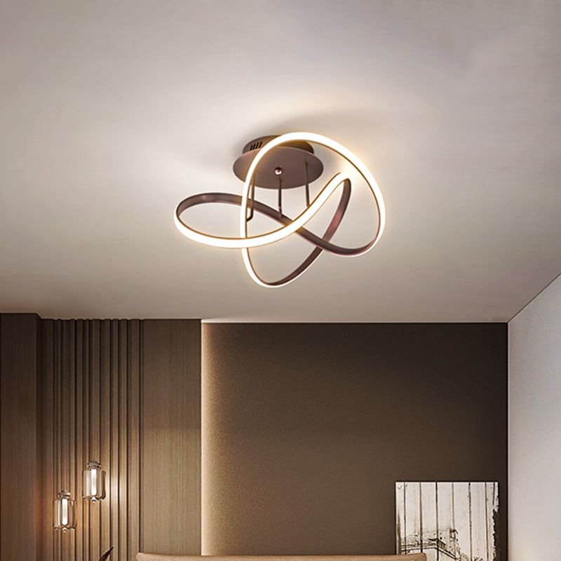 Luz semi empotrada trenzada metálica, LED nórdico negro/blanco/café, iluminación cerca del techo para dormitorio