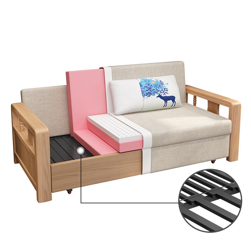 Linen Sleeper Sofa 31.49" Wide Scandinavian Sofa Bed with Upholstered