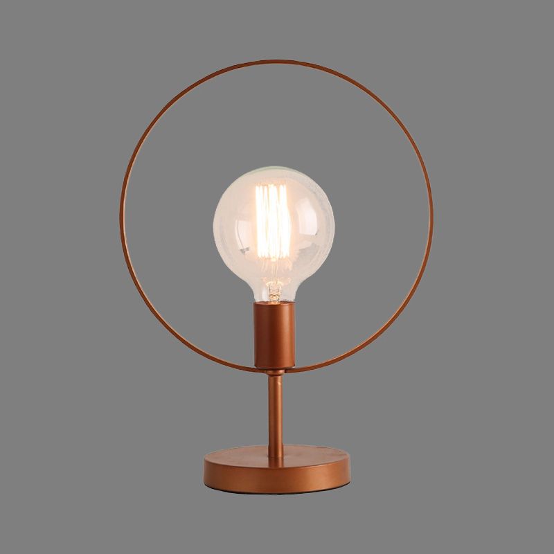 Lampe de bureau circulaire moderniste en métal, lampe de lecture à 1 tête en bordeaux pour étude