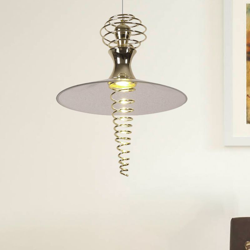 Lámpara colgante en espiral con tono acampanado moderno metal moderno 1 luz cromada/oro sala de estar luz colgante
