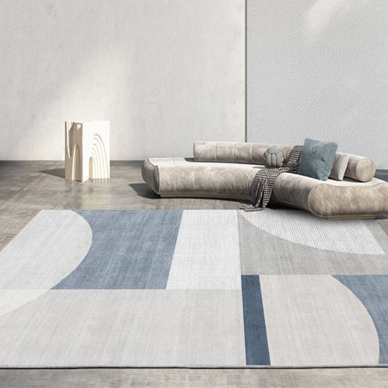 Modern Striped Carpet Polyester Grey Carpet Tear Resistant Carpet for Living Room