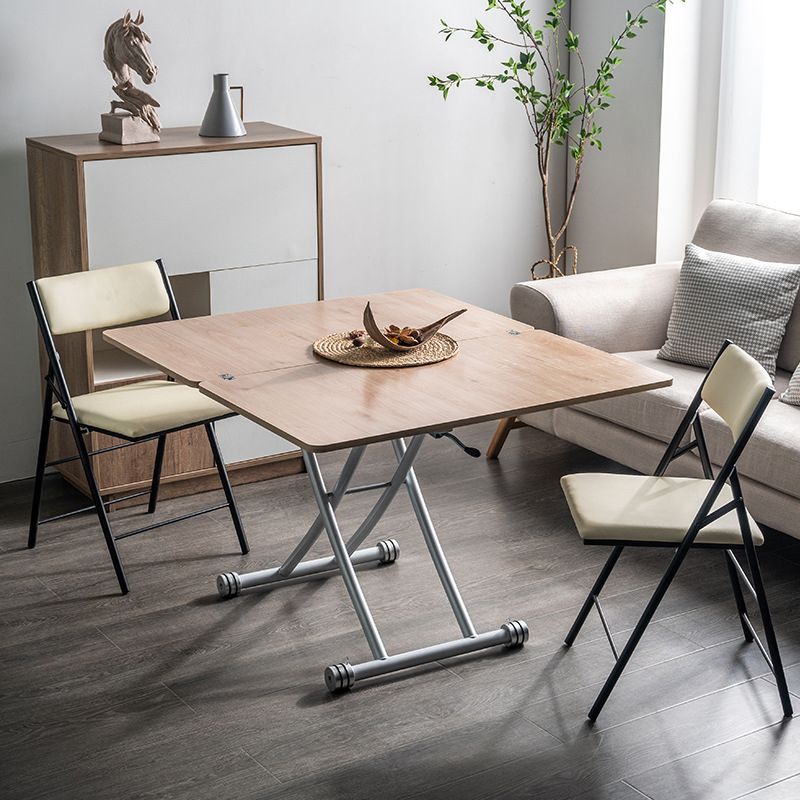 8.6"H Modern Metal Cross Base Glass Rectangular Adjustable Coffee Table