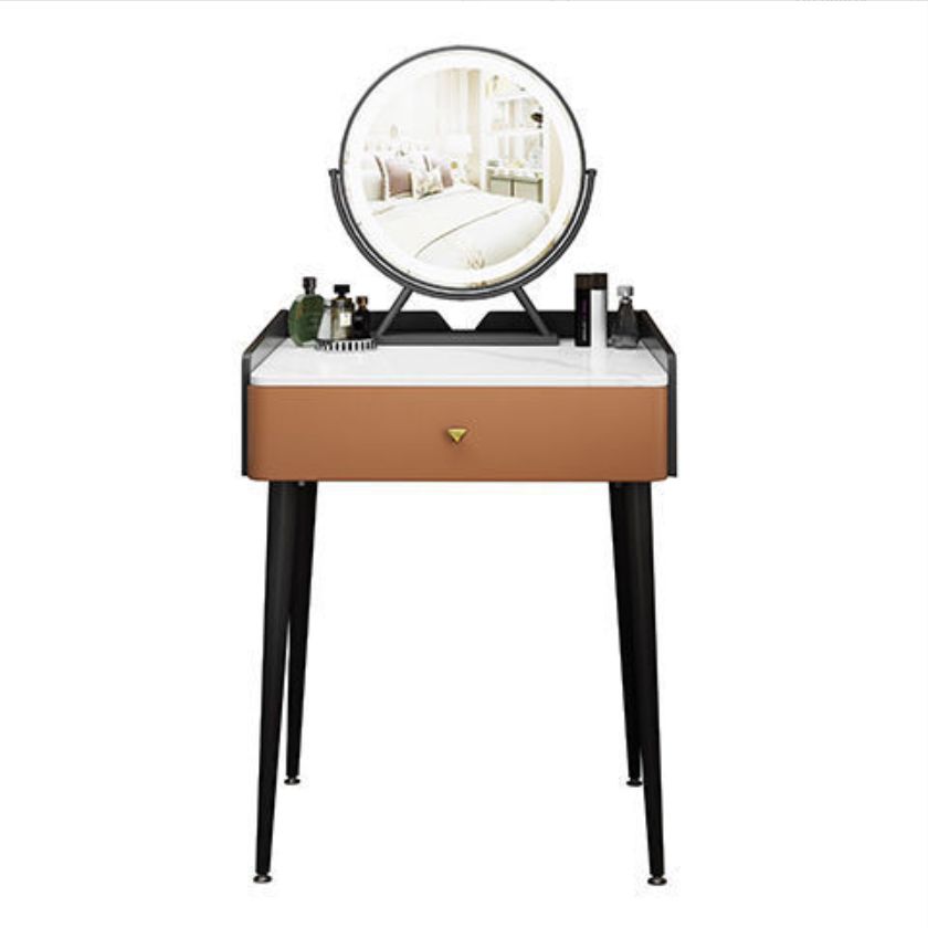 Contemporary Vanity With Drawer Solid Wood Mirror BedroomMakeup Vanity Set