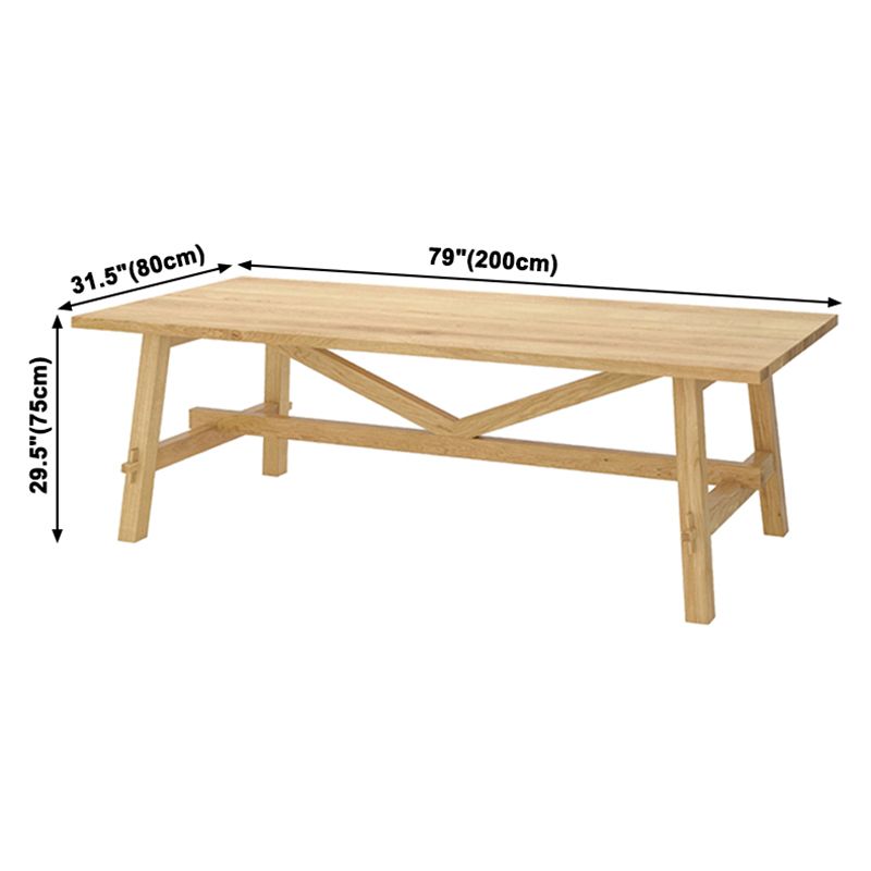 Simple Solid Wood Rectangle Shape Dining Table Khaki Standard Dining Table with Trestle Base