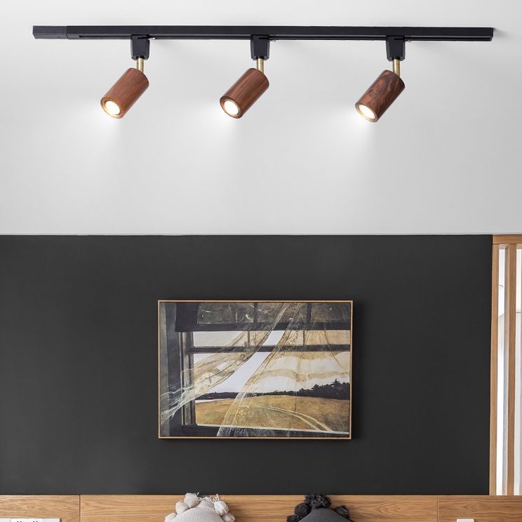 Kits d'éclairage sur rail en rondins nordiques, minimaliste japonais, pour la maison, le salon, Rail de guidage à Angle réglable, petit projecteur monté en Surface