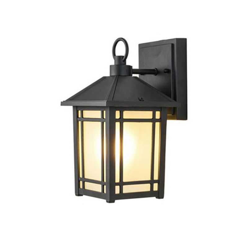 Geometric Shape Glass Wall Mount Light Industrial Style 1-Light Wall Light Sconce in Black