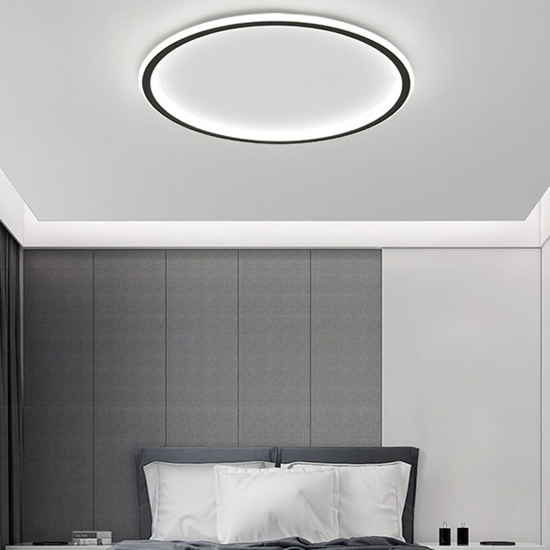 Metal Circle Flush Mount Fixture Simple Style LED Black Flush Mount Fixture