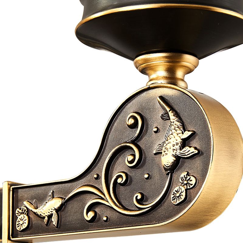 Cup Shade Wall Mounted Light Contemporary Style Clear Textured Glass 1 Bulb Brass Wall Lighting