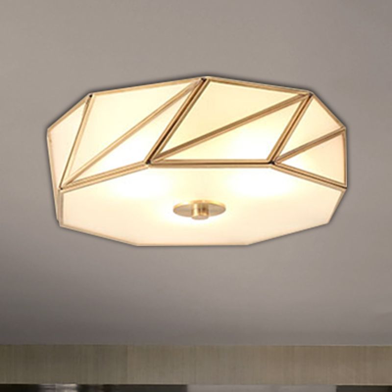Lampe encastrée en verre opale tambour classique 3/4/6 lumières luminaire de plafond de chambre à coucher en laiton