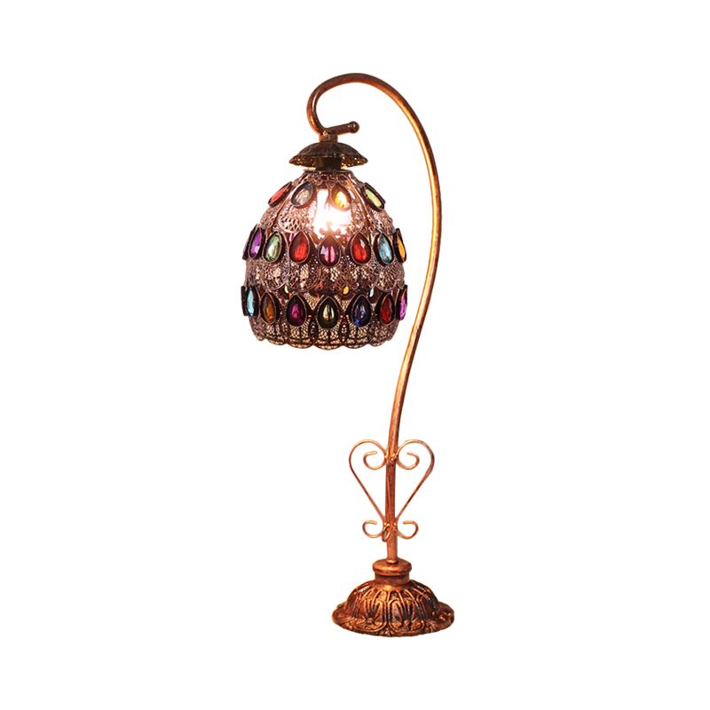 1 tavolo in metallo lampada da tavolo vintage rosso/rosa/giallo cupola/globo/cilindro illuminazione da comodino con braccio curvo