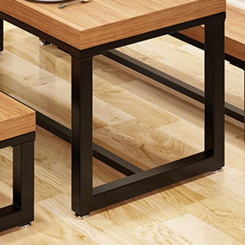 Rectangle Pine Solid Wood Table Industrial Black Base Dining Table