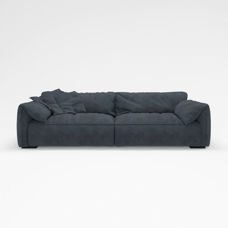 Contemporary Living Room Faux Leather Pillow Top Arm Cushions Settee