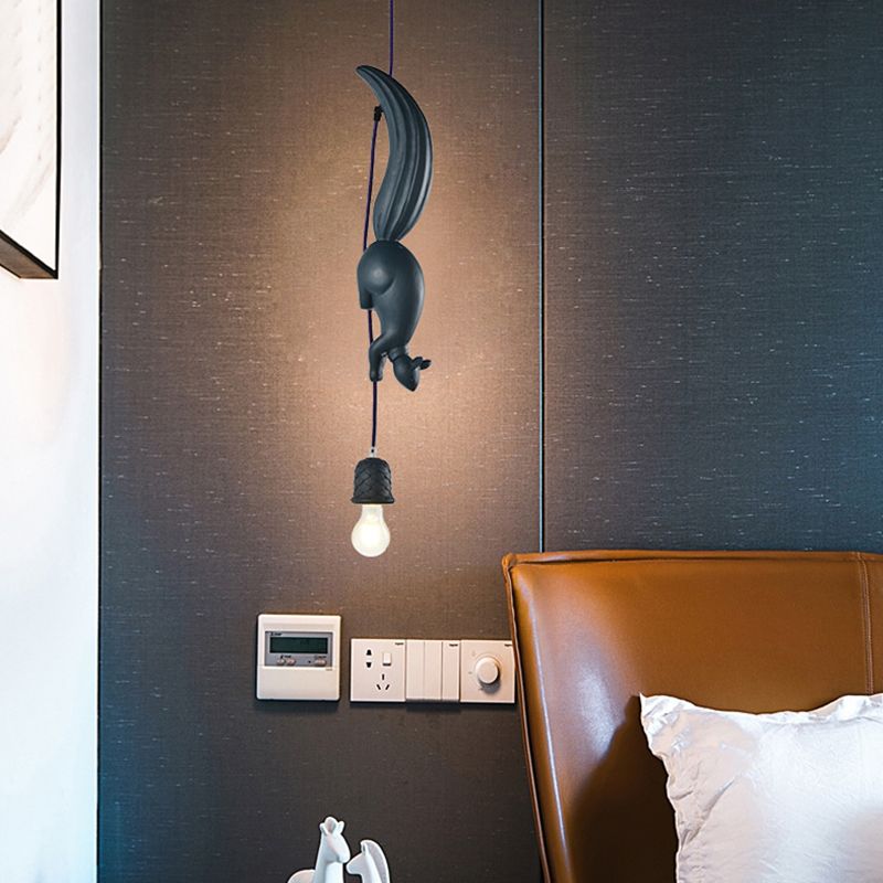 Resin Squirrel and Pinecone Ceiling Light Art Decor 1 Bulb Hanging Lamp for Dining Room