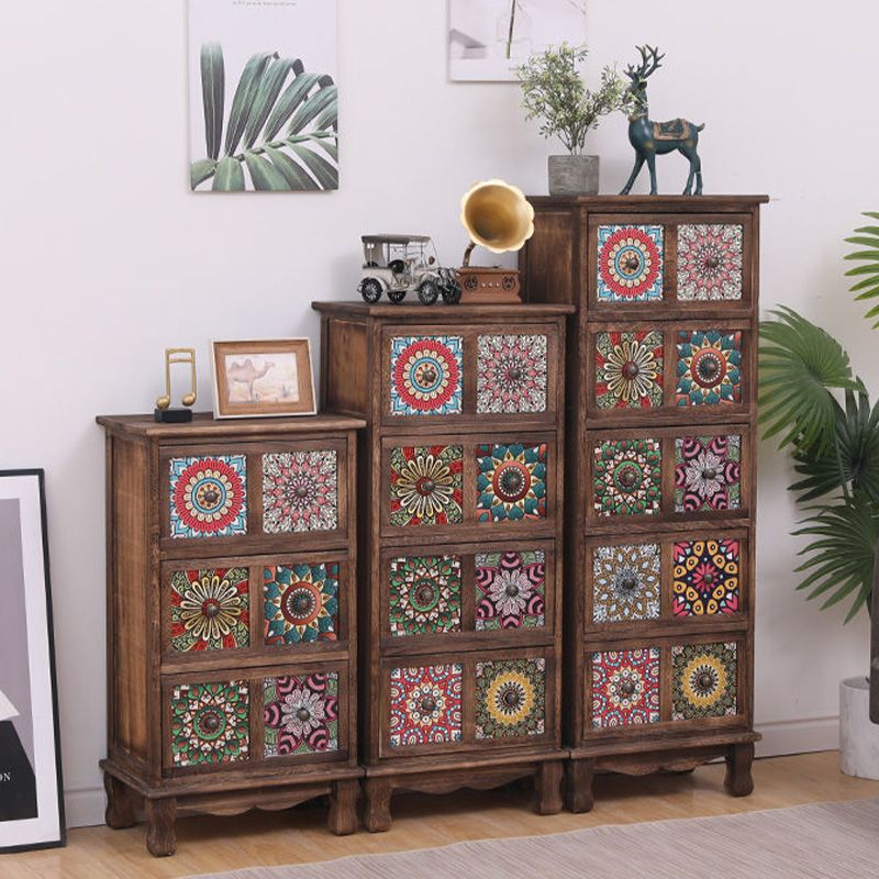 Brown Storage Chest Traditional Style Wooden Storage Chest Dresser with Drawers