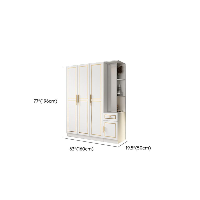 White Engineered Wood Wardrobe Armoire Modern Wardrobe Cabinet
