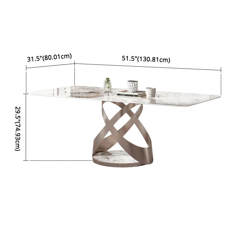 Modern Kitchen Dining Room Set with Sintered Stone Top and Gold Base Dining Furniture