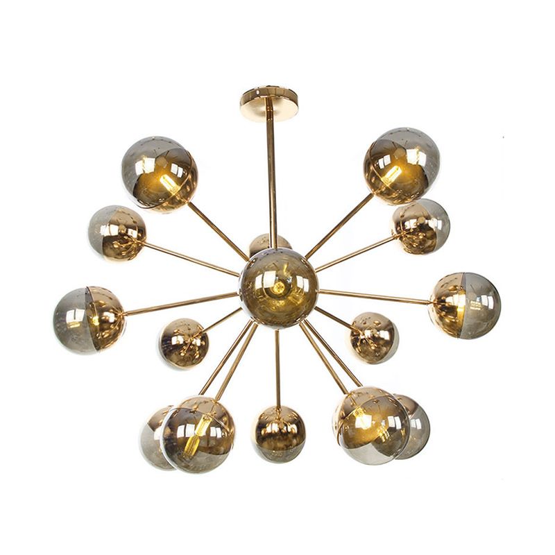 Semi-encastré Globe pour salle à manger, verre blanc/transparent/gris fumée, 9/12/15 lumières, luminaire semi-encastré contemporain en cuivre/chrome/or