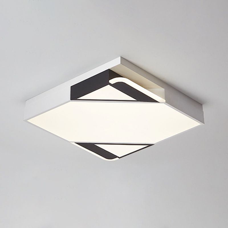 Simple Square/Rectangle Splicing Flush Light Iron Bedroom LED Ceiling Light Fixture in White/3 Color Light
