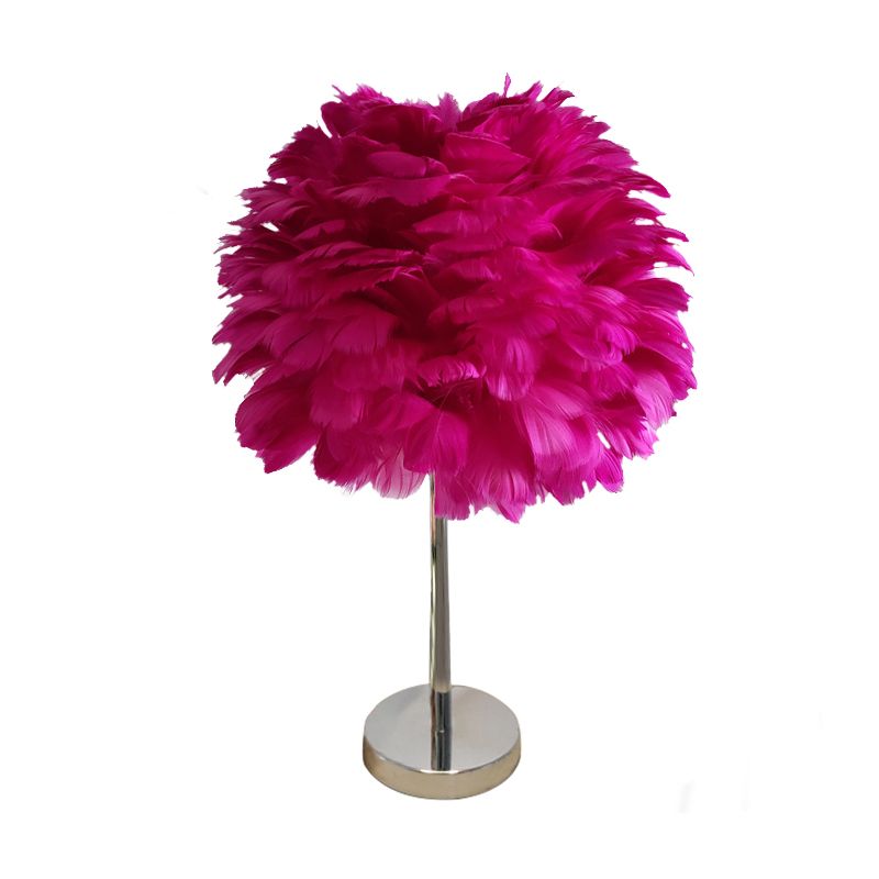 Lámpara de mesa de plumas contemporánea de la cama de la cama del mundo de la cama del mundo en blanco/gris/rosa