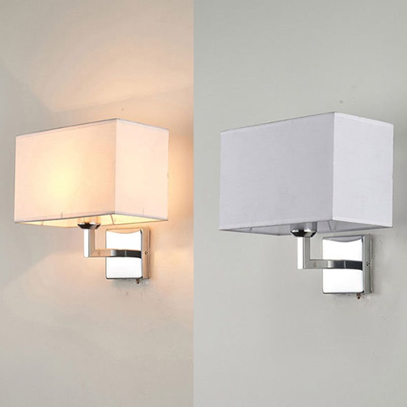 10.6 "H lampada a parete esterna al braccio a fissaggio singolo con tonalità in tessuto rettangolare