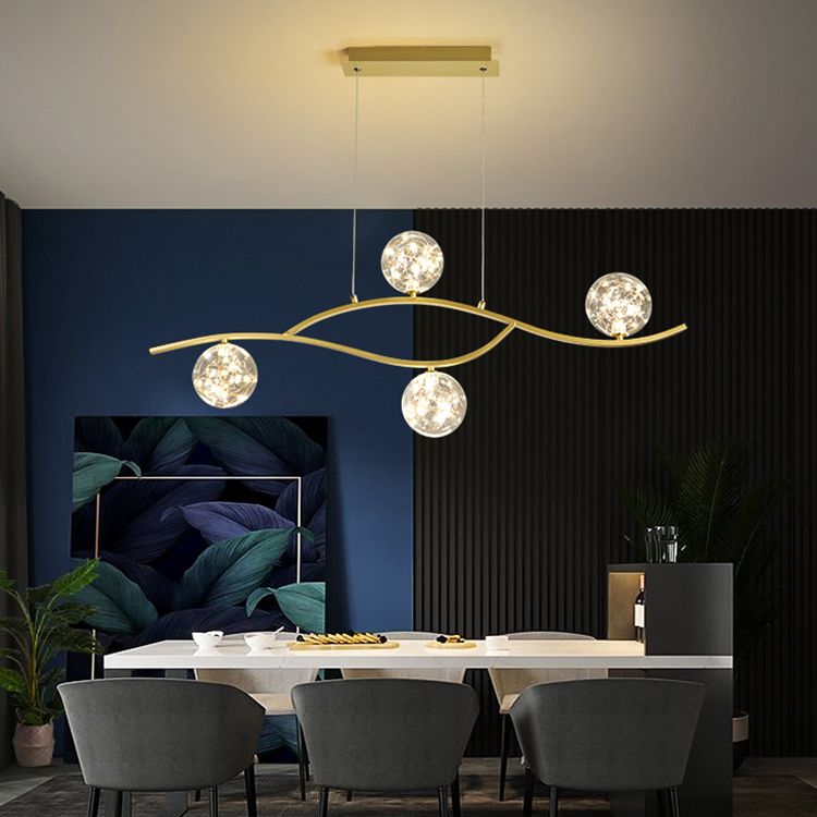 Pendants contemporains pour l'îlot de cuisine Éclairage pendentif linéaire en or