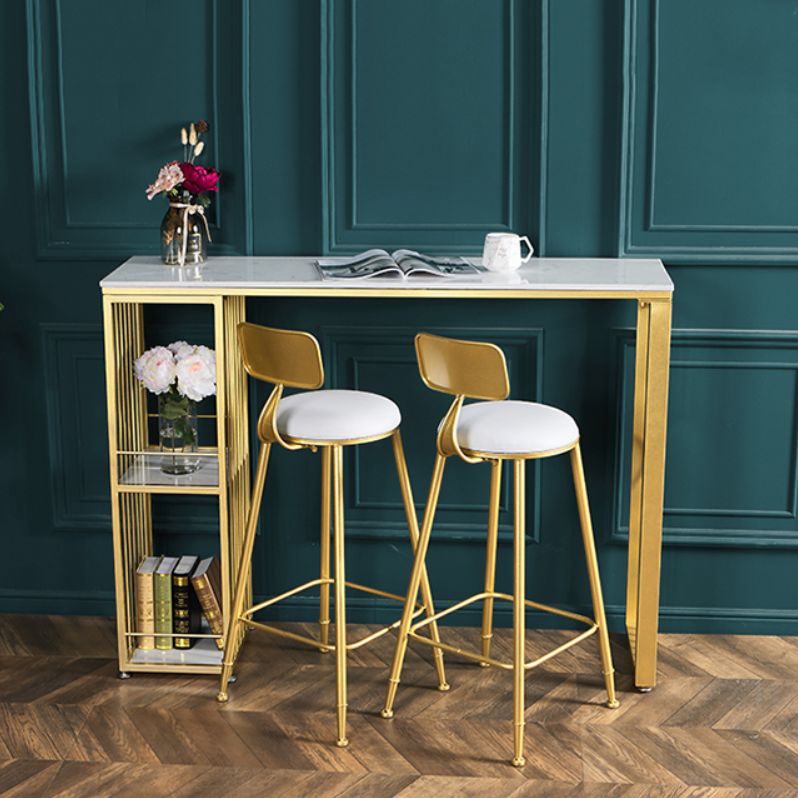 Glam Bar Table Set 1/2/3 Pieces Rectangle Stone Counter Table with High Stools for Kitchen