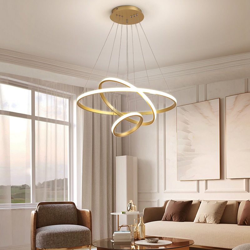 Contemporary Circle Pendant Light Fixture Aluminum Hanging Pendant Light for Living Room