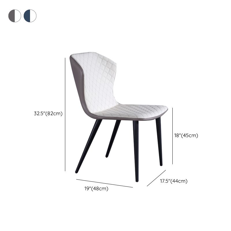 Industrial Solid Back Chairs Armless Side Chairs with Metal Legs for Home Use