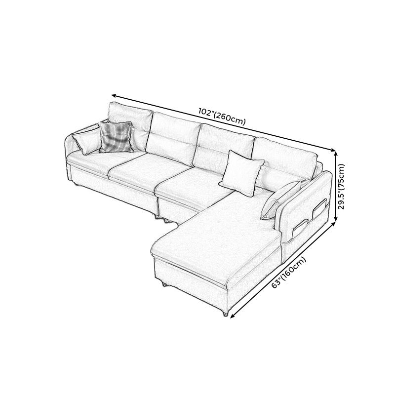 Modern Faux Leather Sectional Square Arm for Living Room with Storage