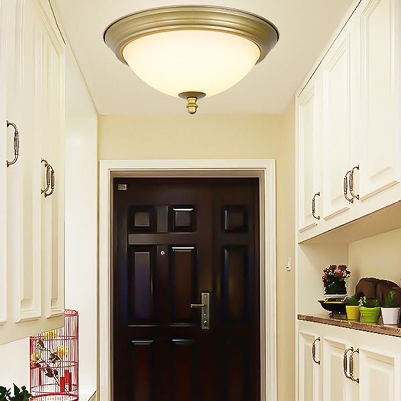 Glass Flush Mount Ceiling Fixture Bowl Shape Traditional Flush Mount Ceiling Lamp