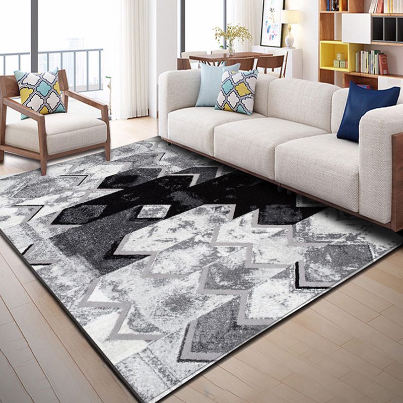Trendy Multi-Color Nordic Rug Polypropylene Abstract Drawing Carpet Non-Slip Stain Resistant Machine Washable Rug for Living Room