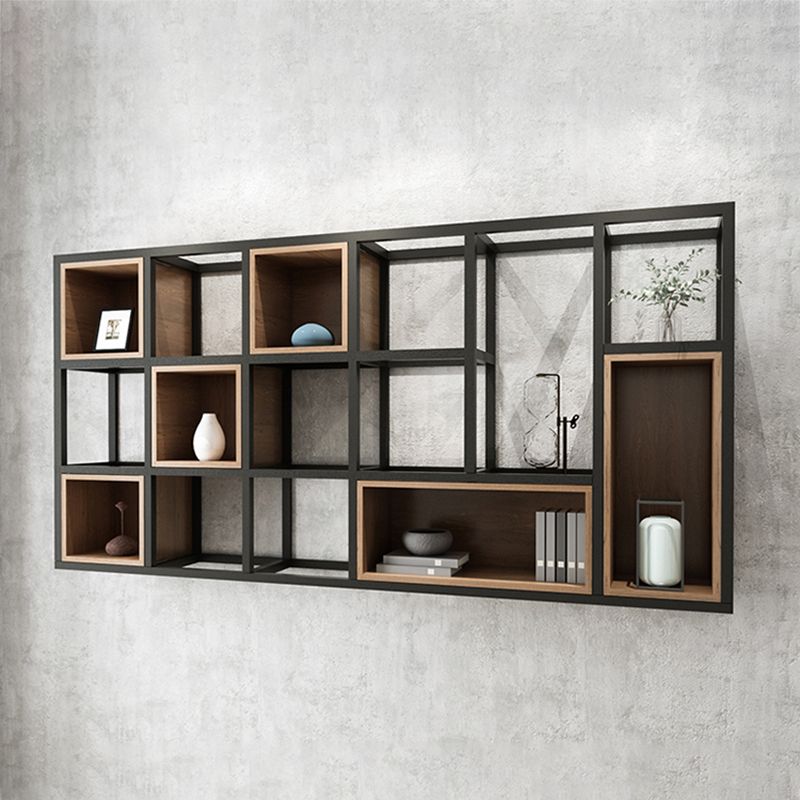 Industrial Style Bookcase Wall Mounted Bookshelf for Office and Study Room