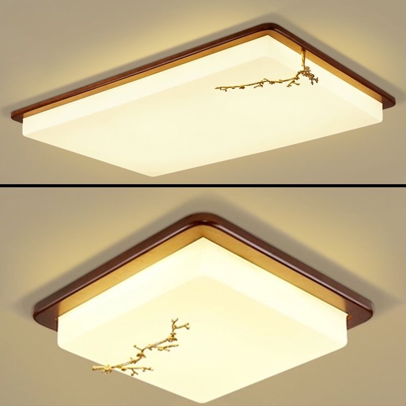 Moderne stijl houten LED-inbouwlamp Woonkamer plafondmontage met 1 licht