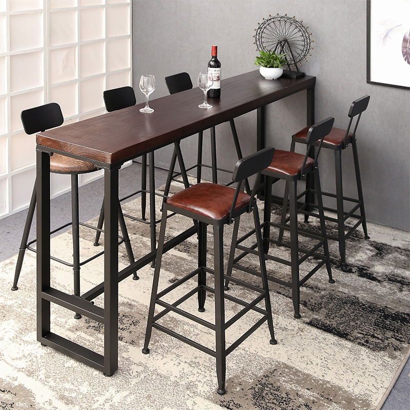 Industrial Bar Dining Table Pine Wood Bar Dining Table with Trestle Ba
