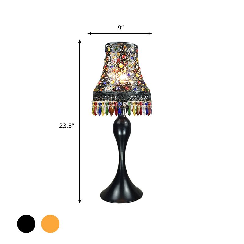 1 lampada da comodino lampada bohemian illuminazione da tavolo da notte svasata in nero/ottone con base a forma di urna per il ristorante