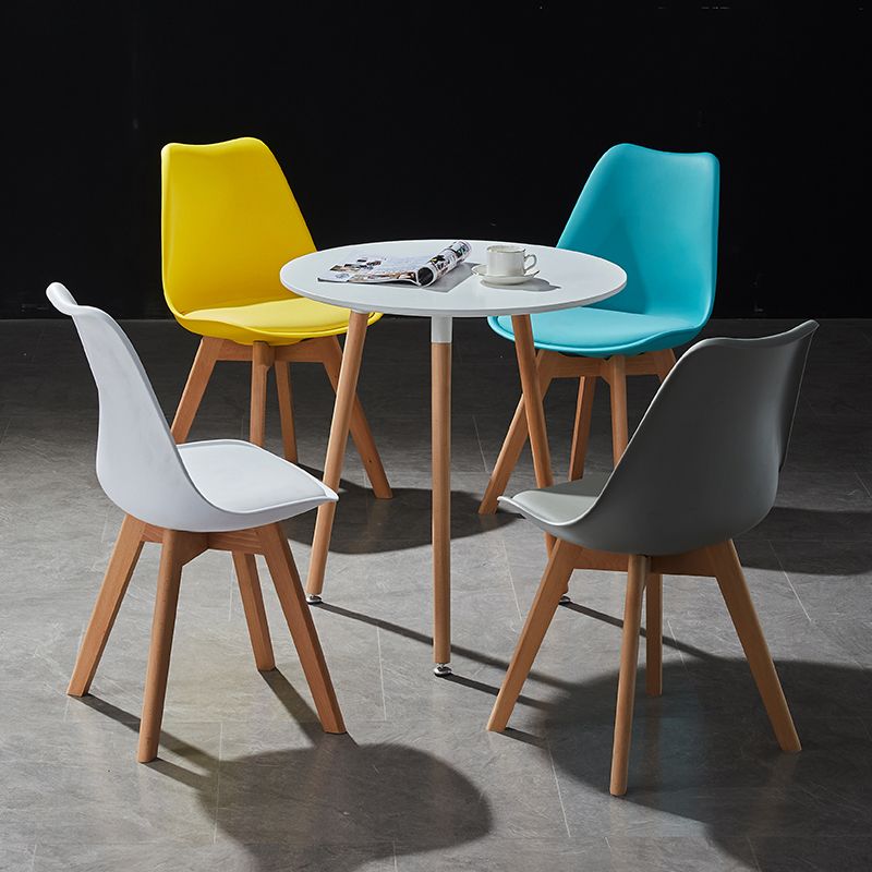 Contemporary Wood Dining Room Chairs Faux Leather Dining Armless Chairs for Home Use