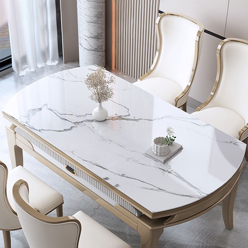 Nordic 1/2/5/7 Pieces Furniture Round Stone Dining Table Set in White