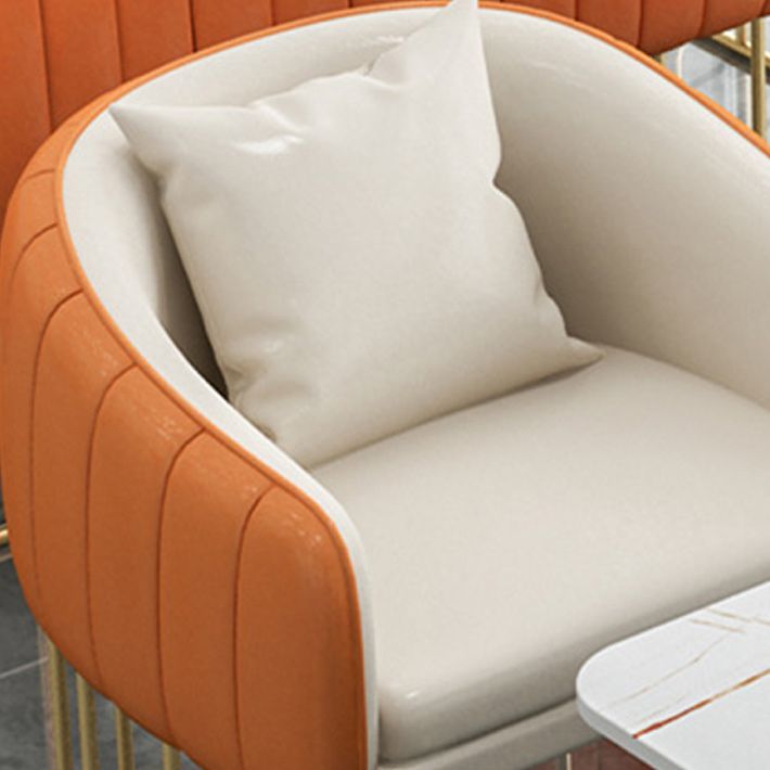 Faux Leather Tuxedo Arm Sofa Stain Resistant Sofa for Living Room