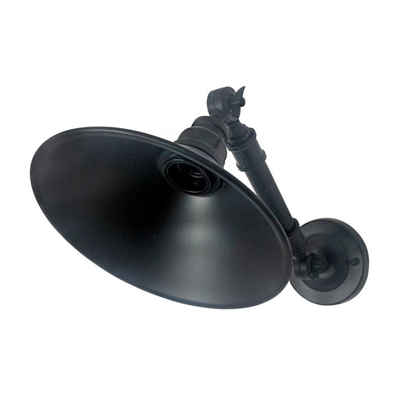 Industrial Cone Shape Wall Mount Light Fixture Metal Sconce Lamp in Black for Dining Room