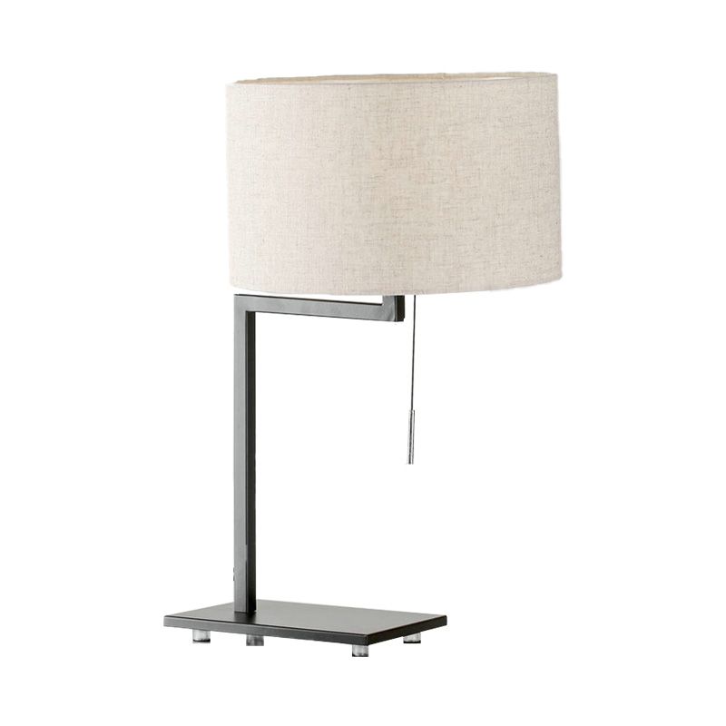 Modernism Cylinder Task Lamp Fabric 1 Bulb Reading Book Light in White with Pull Chain