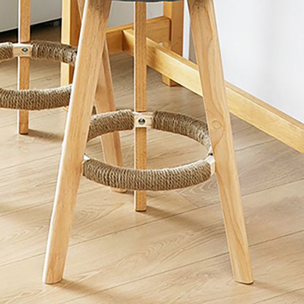 Modern Solid Wood base Bar Stool Upholstered Footrest Bar Stool
