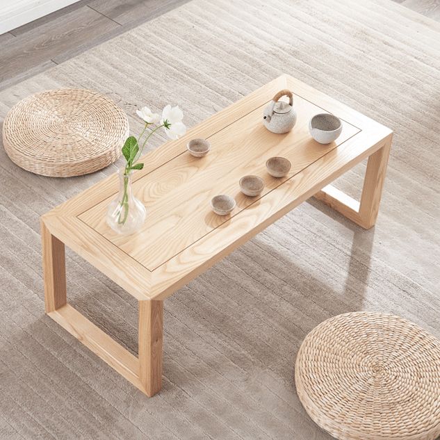 Scandinavian Solid Wood Coffee Table with Sled Base Cocktail Table