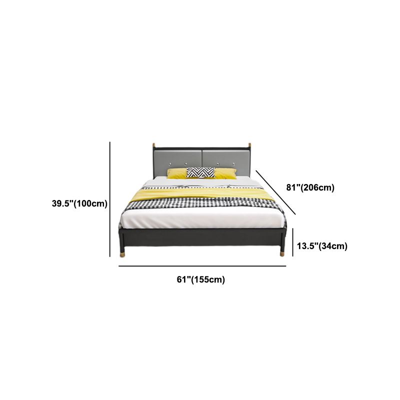 Metal and Upholstered Panel Bed Glam 39.4" Tall Standard Bed