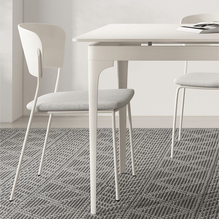 Modern Style 1/2/5/7/9 Pieces Dining Room Table Rectangle Stone Furniture in White