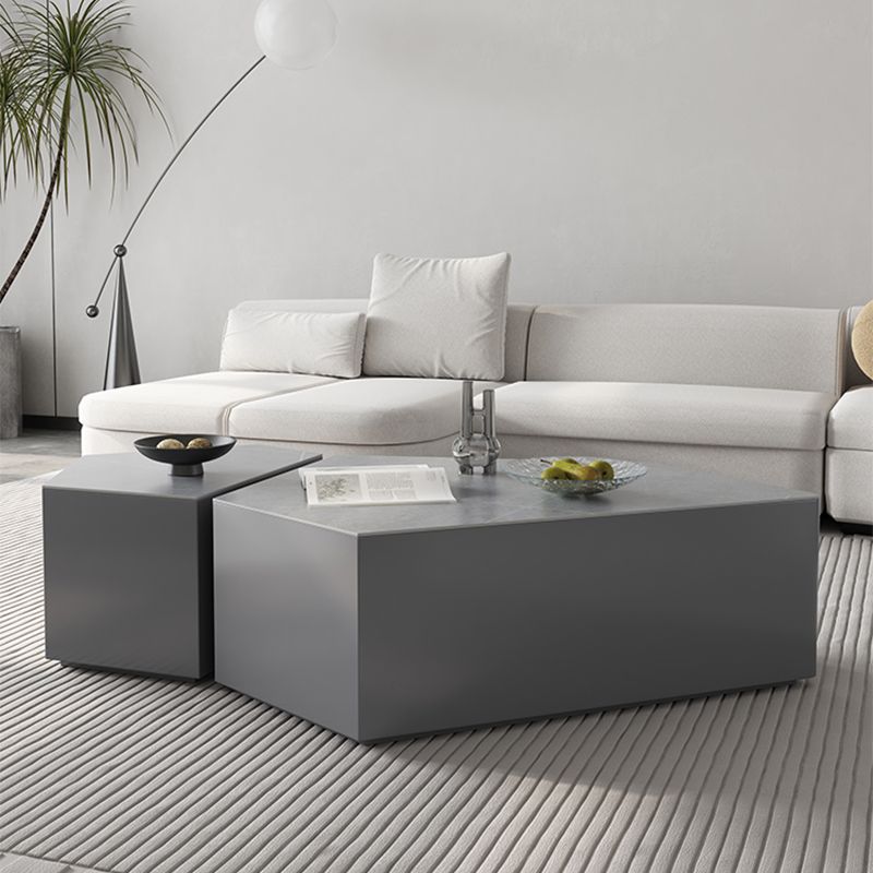 13"H Contemporary Coffee Table Grey Coffee Cocktail Table with Drawer