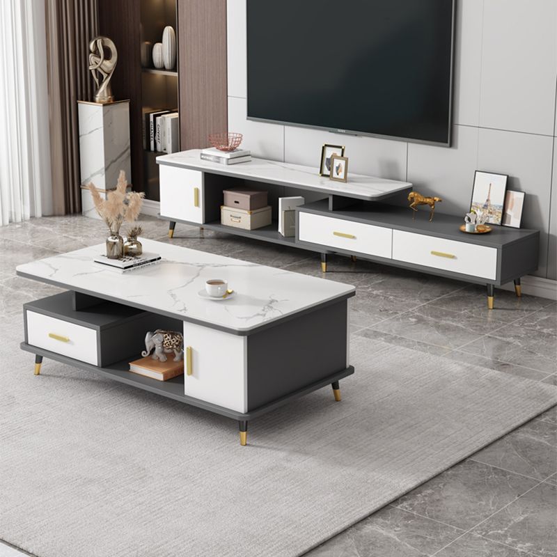 Slate Coffee Table Rectangle Glam Cocktail Table with 4 Legs